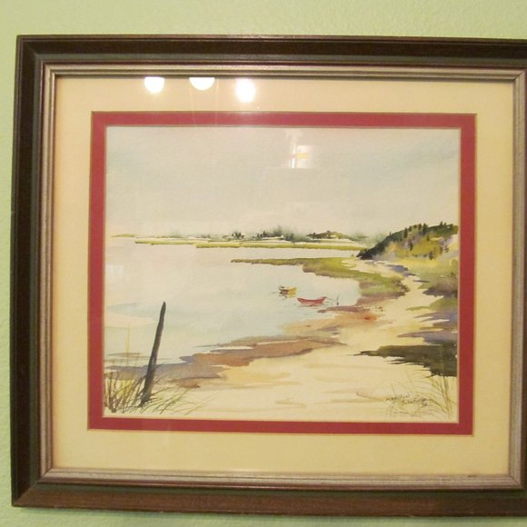 Vintage Marilyn Schofield Water color l978 Signed BeachBoats homes Distance!